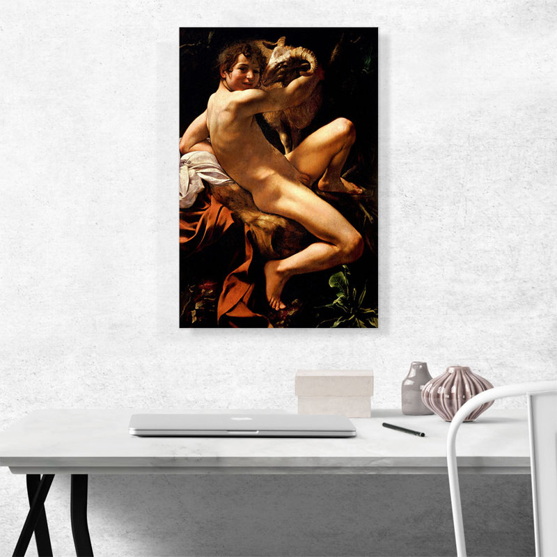 «Saint John The Baptist Youth with A Ram» - impression, H 26 po x l 18 po x 1,5 po