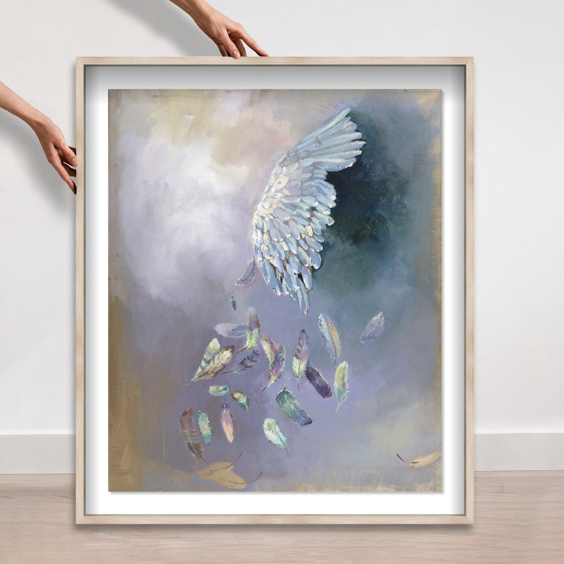 Oliver Gal Michaela Nessim - Wings of Hope Abstract - Luxury Shadowbox Framed Wall Art, 37.5" H x 31.5" W, Cream