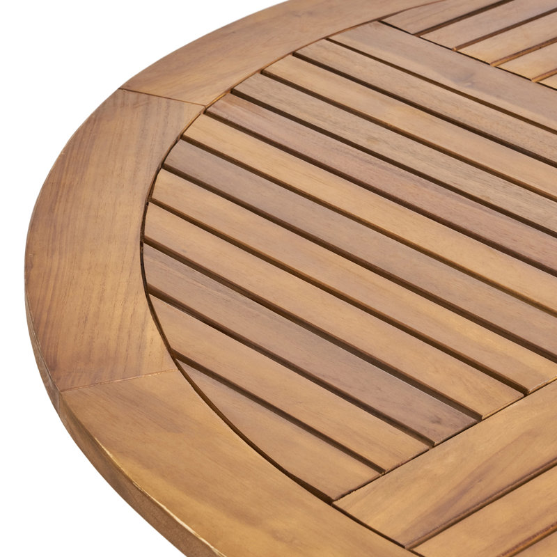Table de salle à manger 47,25 po ronde en bois d'acacia avec finition en teck, table de patio à lattes résistante aux intempéries pour une utilisation intérieure et extérieure