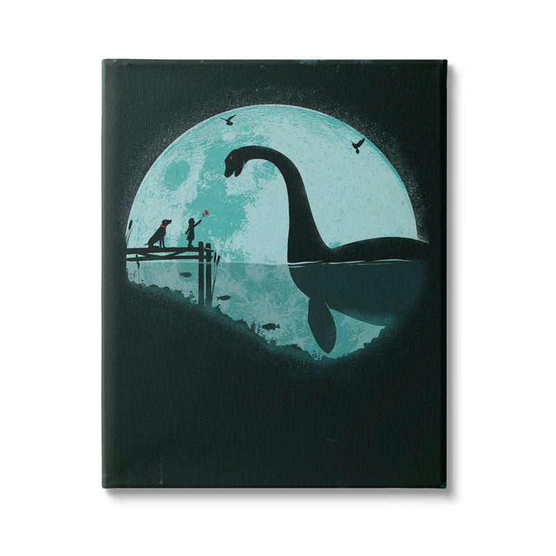 Girl & Loch Ness, Giclée encadrée blanc bord de mer, H 30 po x l 24 po x P 1,5 po