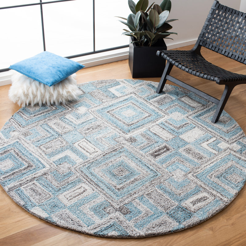 Glencoe Hand Tufted Performance Geometric Rug, Round 6'