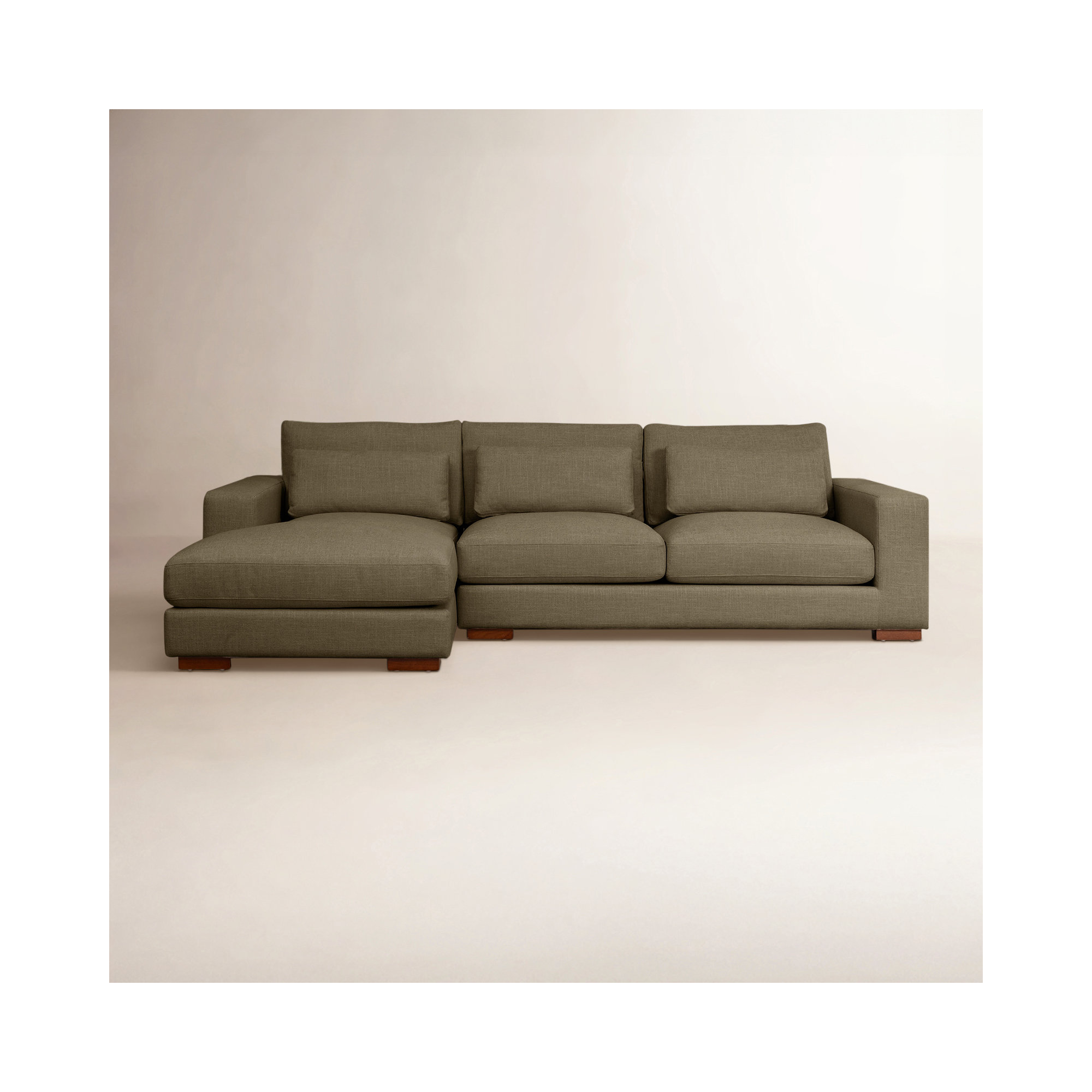 Copley 2-Piece 106.3” Upholstered Sectional, Green Cotton Blend, Left Hand Facing