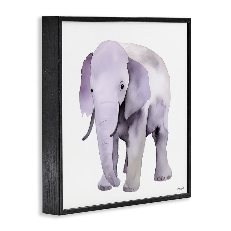 «Kid's Minimal Elephant», estampe numérique, conception de Roozbeh, H 17 po x l 17 po, Giclée encadrée noir minuit