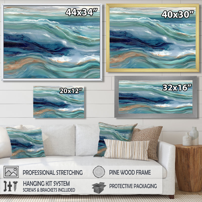 «Green River», art mural vert, impression sur toile, H 34 po x l 44 po, Cadre flottant, Doré