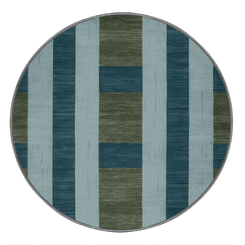 Machine Washable Botanical Brown Area Rug, Round 7'
