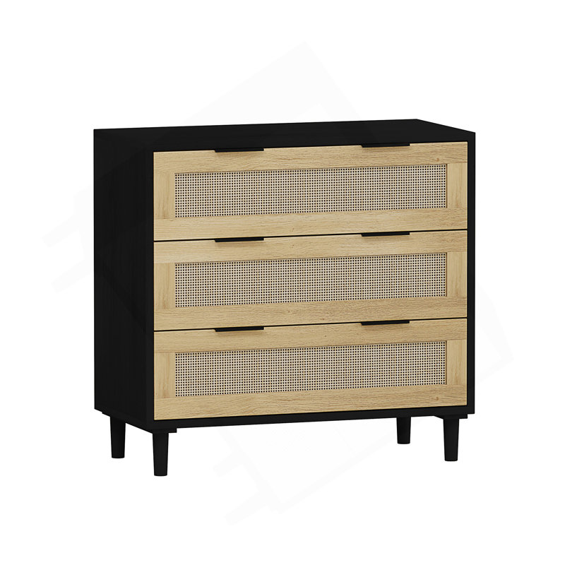 Commode d'appoint Aidelyn, Noir, noir, noir, noir