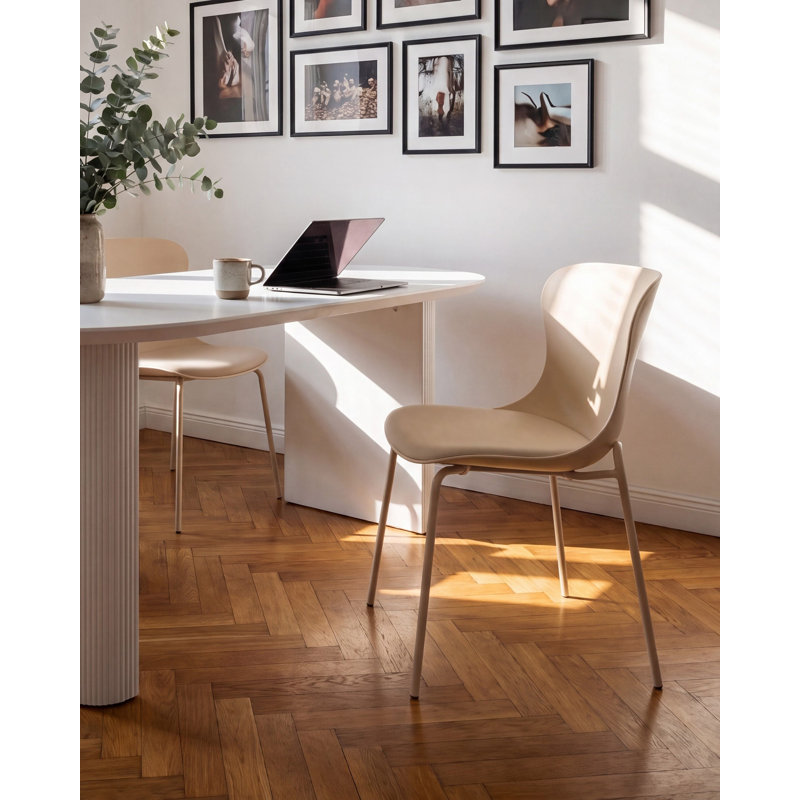 46cm H Upholstered Side Chair, Beige, Beige, Beige