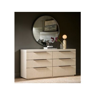 Quartz 72" Wide Mist Finish White Quartz Top Six Drawer Dresser