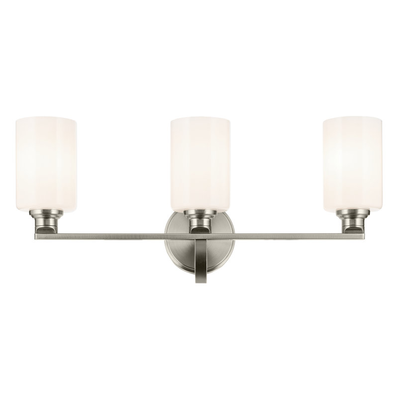 24.25" 3-Light Vanity Light with Glass, Brushed Nickel, Opal Etched