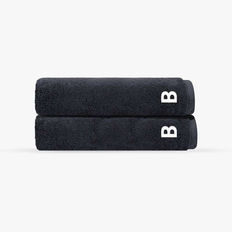 Monogrammed Cloer 2 pcs Turkish Bath Towels Set, Bath Towels  - 2 Pack, Anthracite, B
