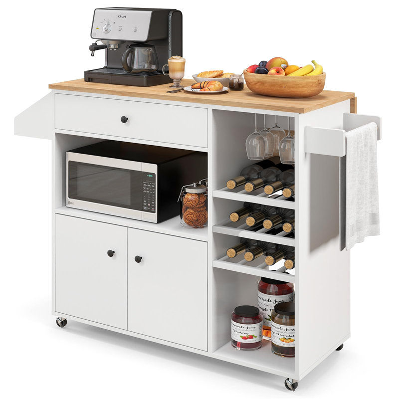 Rozalyn Wood Kitchen Island, Natural/White