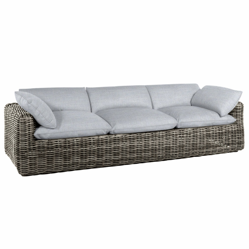 Montecito Woven Sofa - Raffia, Welt, Raffia, Linen Chambray