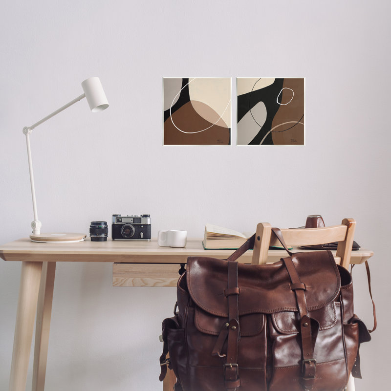Classic Abstract Neutral Shape 2 PC Wall Plaque Art Set by Patricia Pinto