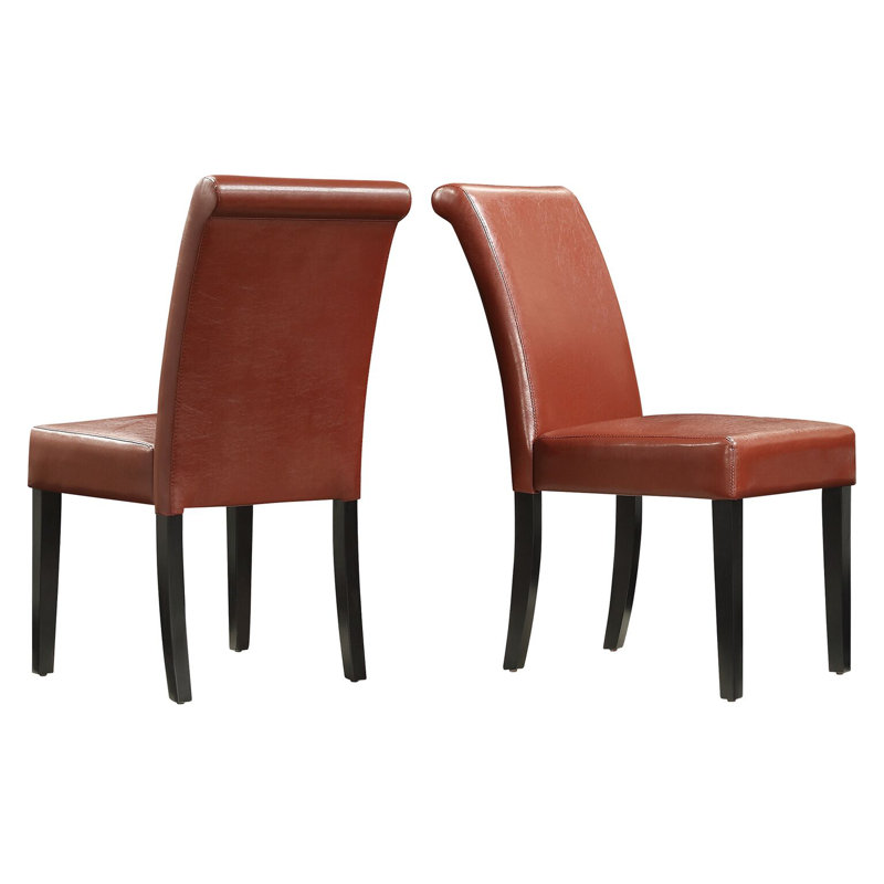 Alexa-Mae 20.5'' H Faux Leather Upholstered Parsons Chair, Wine Red