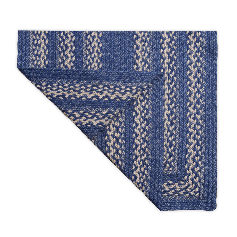 Camyla Farmhouse Braided Jute Blue Area Rug, Runner 2' x 6'