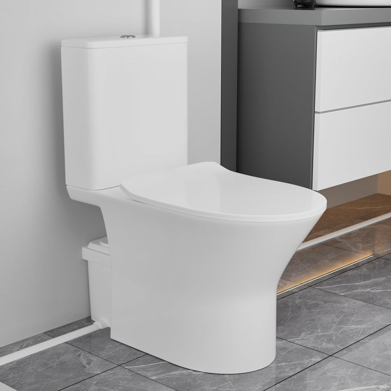 YINGZE 600W Macerating Toilet With Upflush For Small Basement Comfort 17" With Dual Flush Toilet Tank & Pump Three Connections For Sink,Bathtub,White (YZ5814-600)