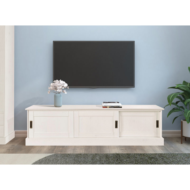 Abriana Unfinished TV Stand with Fireplace Included, White