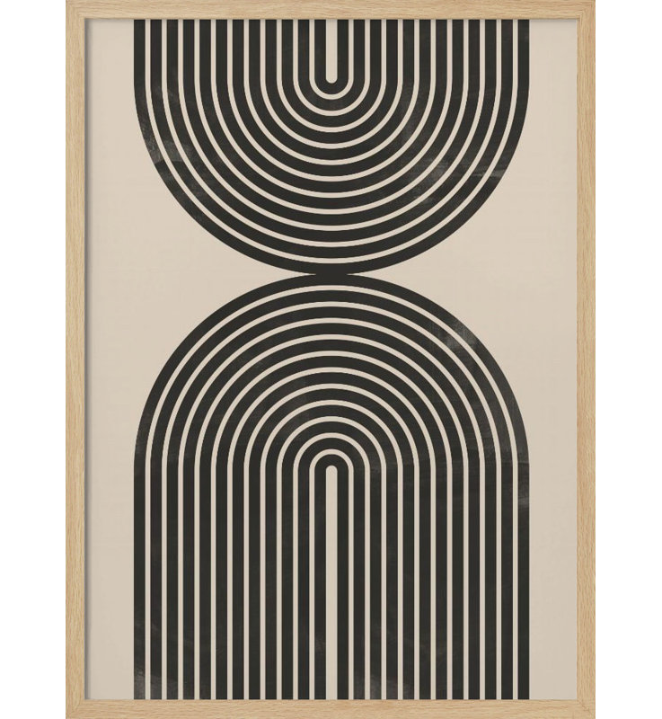 "Black Arch Line Art", art mural texturé encadré, Encadrement beige, H 48 po x l 36 po