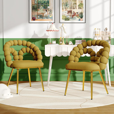 Chaises de salle à manger en velours, chaises rembourrées en velours avec pieds en métal doré, fauteuils modernes avec dossier incurvé