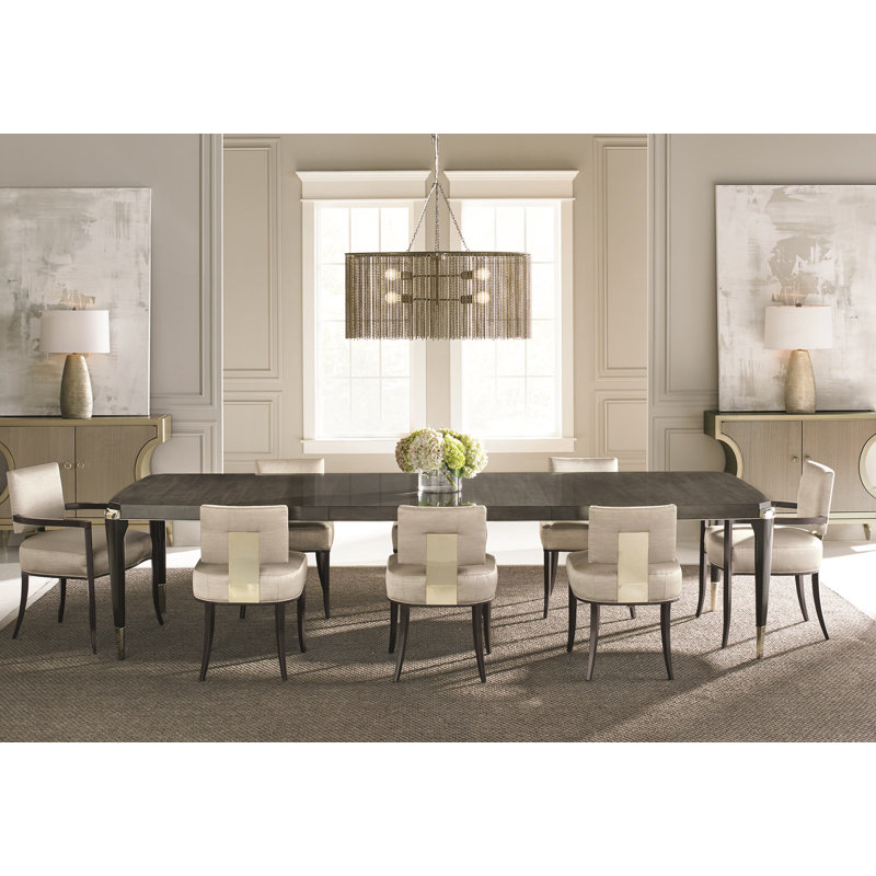 Caracole Classic Upholstered Dining Chair, Gray, Black/Bronze