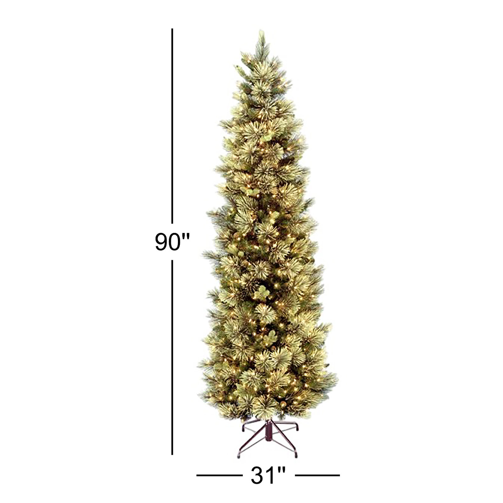 The Holiday Aisle® Carolina Pine Slim Tree with Clear Lights, 7.5'
