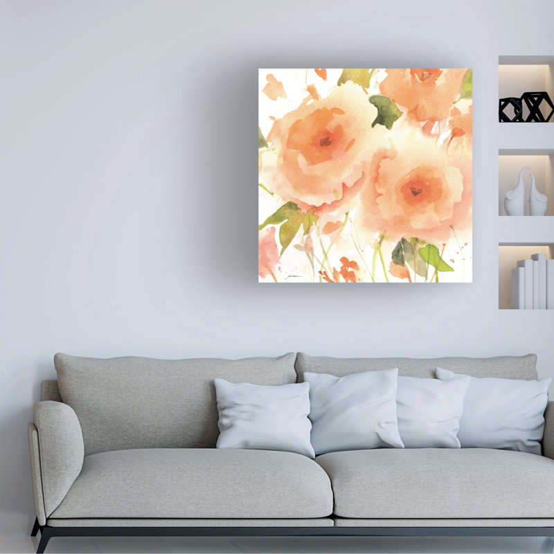 Art sur toile, tons dorés, pêche, H 24 po x l 24 po