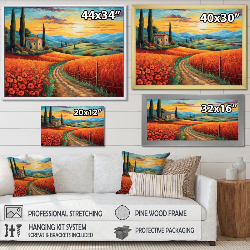Valley Getaway I - Imprimé, Cadre simple blanc, H 34 po x l 44 po x P 1,5 po