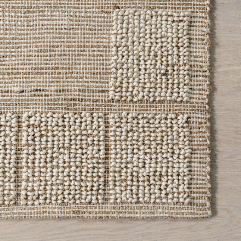 Ivory Textured Jute and Wool Rectangular 8' x 10' Area Rug