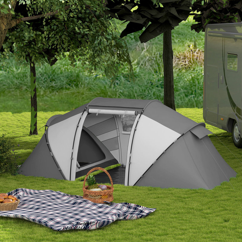 4 Person Tent, Charcoal Grey and White