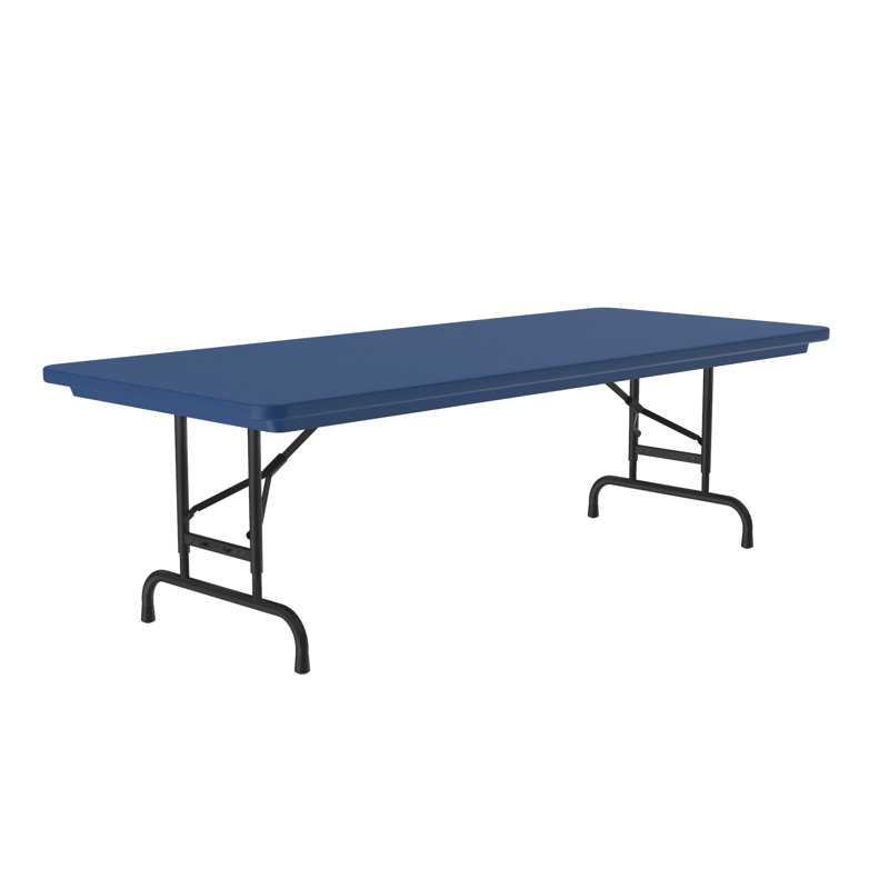 Table pliante rectangulaire en plastique réglable, Bleu, H 32 po x L 72 po x l 30 po