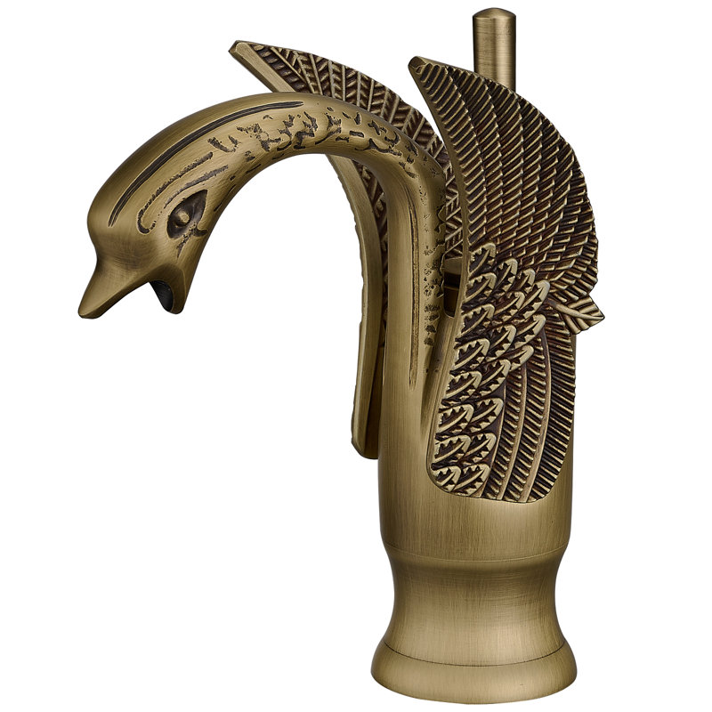 Robinet pour vasque de salle de bain monocorps et monocommande Swan, Laiton antique
