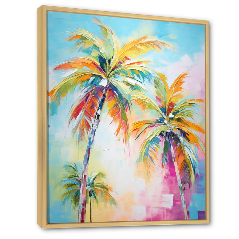 Kuerten Popart Palm Trees III - Palmiers et palmiers, reproduction d'art encadrée, H 32 po x l 16 po, Érable