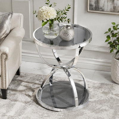 Table d'appoint moderne en verre 19,69 po avec 2 niveaux