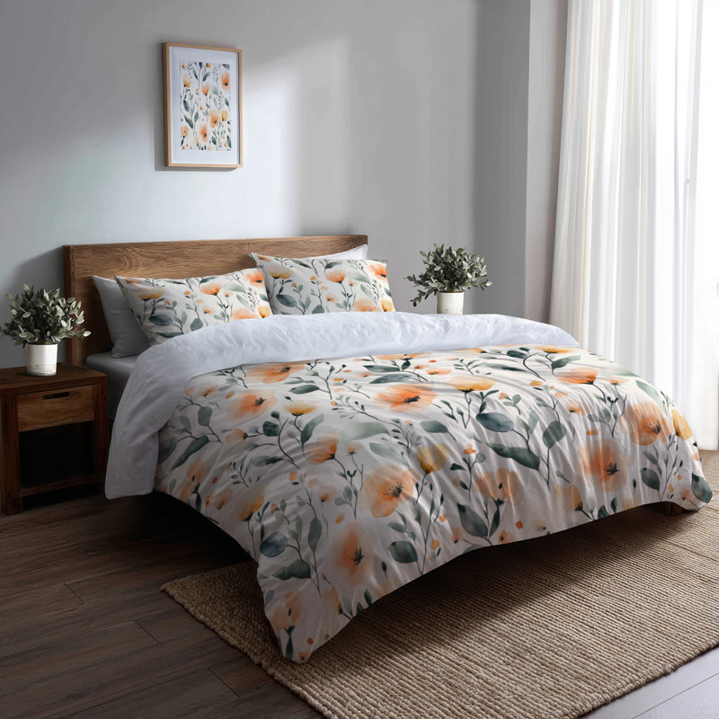 Ensemble de literie à motif floral 4 pièces - Ensemble d'édredon Boho, Queen Comforter + 3 Additional Pieces