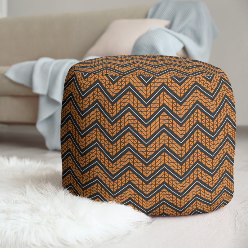 repose-pieds à motif à chevrons à la main classic, Orange / Noir