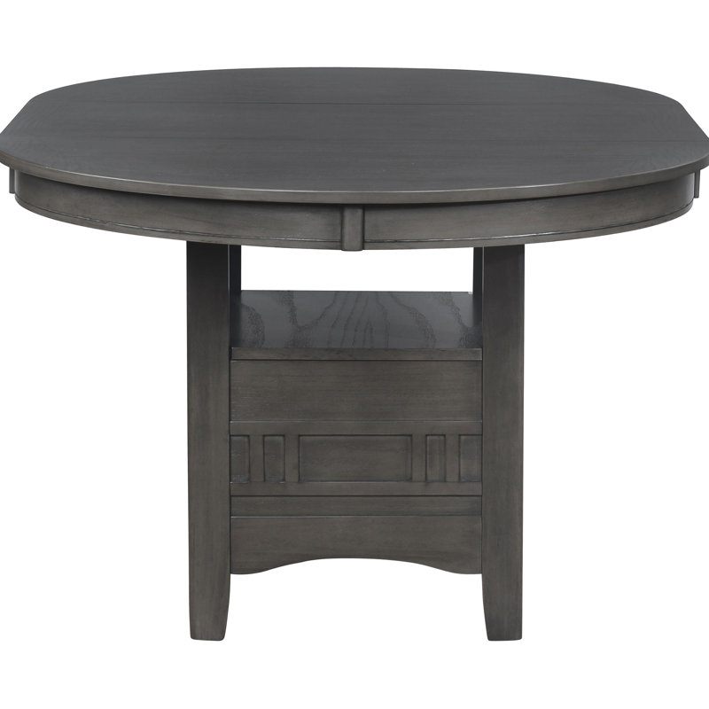 Table de salle à manger ovale à rallonge gris moyen de 30,5 po de hauteur, 42 po de largeur, avec rangement, pour table de 4 po et 97,29 lb, longueur 43,09 po, espace idéal