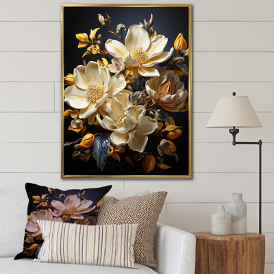«Majestic Golden Yellow Magnolias I» sur toile
