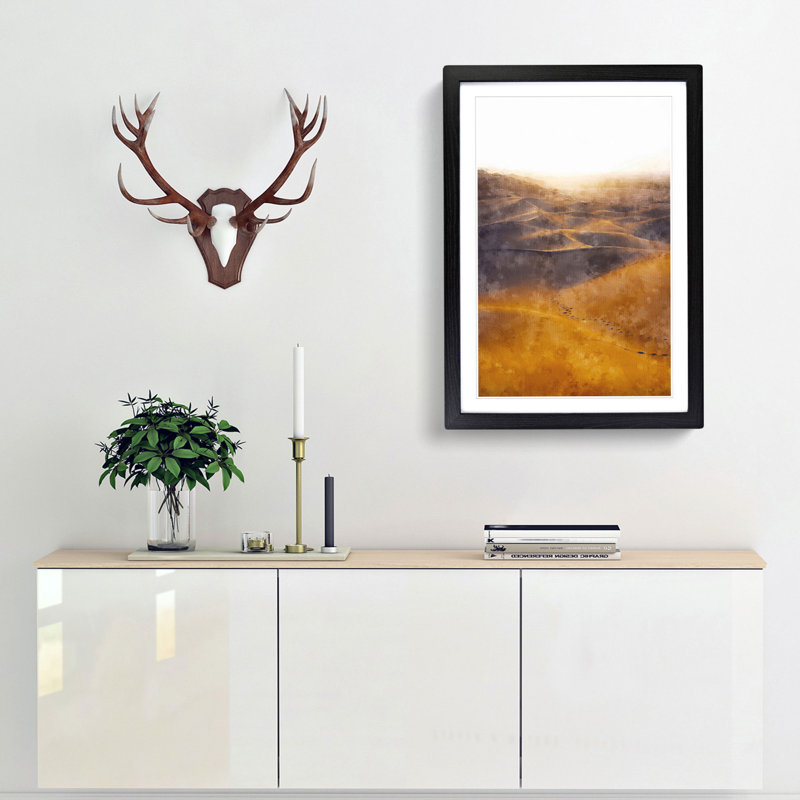 Trail on the Desert - Picture Frame Painting Print, 45cm H x 33cm W x 2cm D, Black Framed