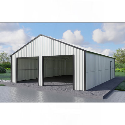 Remise double 25 po x 33 pi en métal avec porte d'entrée latérale