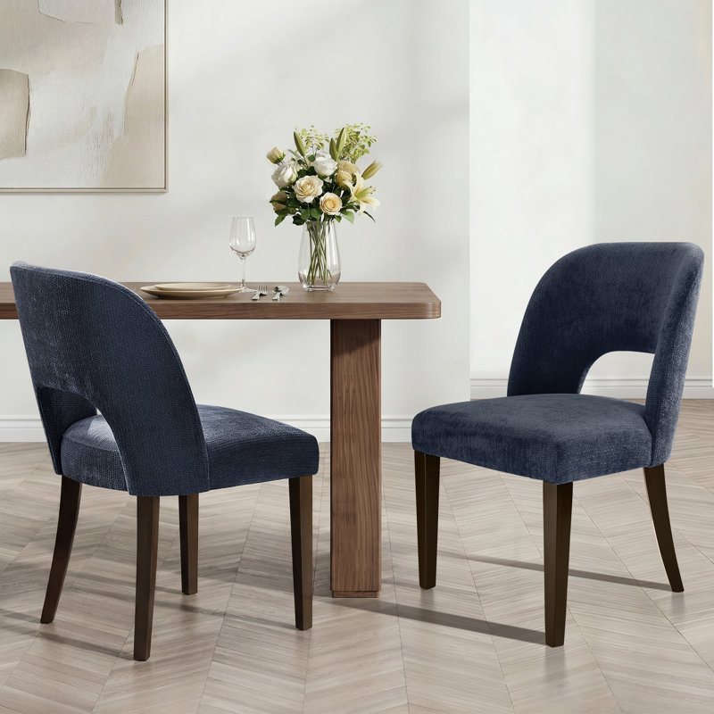 47cm H Upholstered Upholstered Back Side Chair, Blue