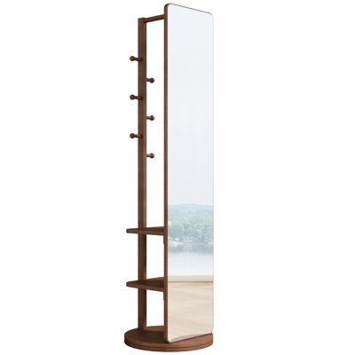 Miroir double 19,6 x 68,8 po en noyer, fabriqué en bois massif, en bois d'hévéa et en verre - augmente la capacité de rangement de la maison, finition noyer, 19,6 x 68,8 po et convient à un décor de plage