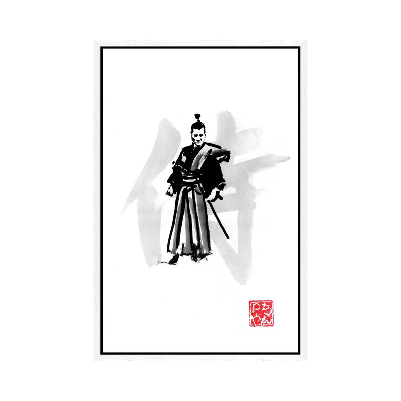 Samurai by Péchane - Painting on Canvas, White Framed, 152.5 cm H x 101.5 cm W