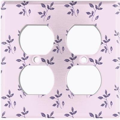Plaque murale à 2 prises mauve avec feuilles de jardin mauve