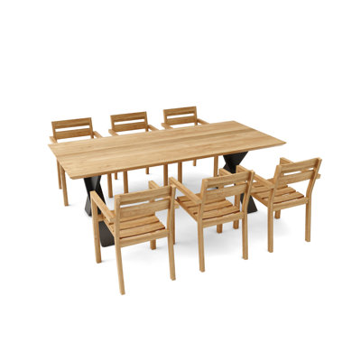 Morones Rectangular 6 - Person 86.6'' Long Teak Dining Set