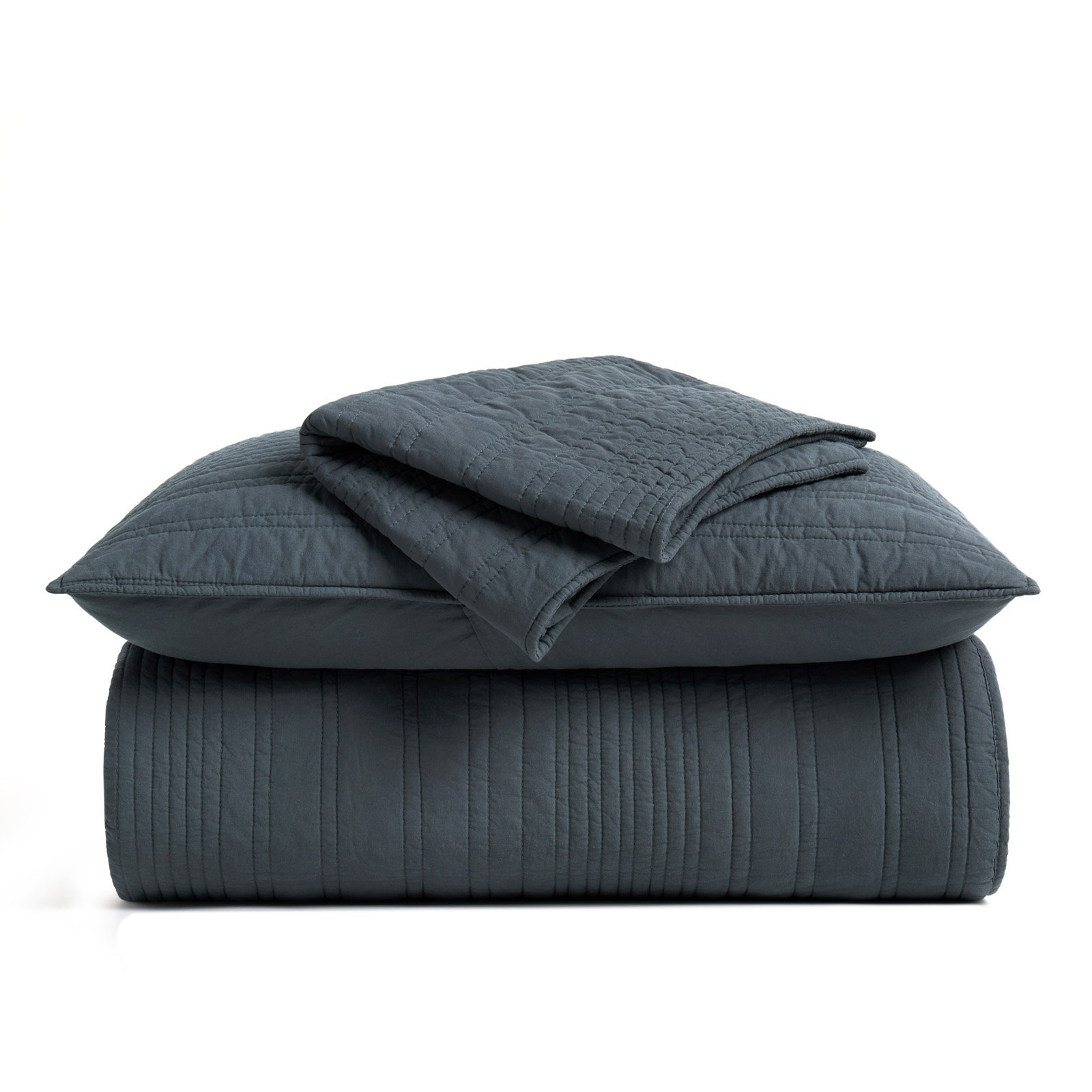 EVERGRACE 100% Cotton Modern Lines Quilt Set, Pre-Washed Soft Striped Coverlet Bedspread, 3 Piece Lightweight Bedding Set For All Season, With 2 Pillow Shams | Wayfair