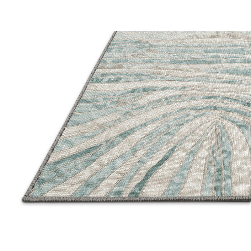 Machine Washable Gray Area Rug, Square 6'
