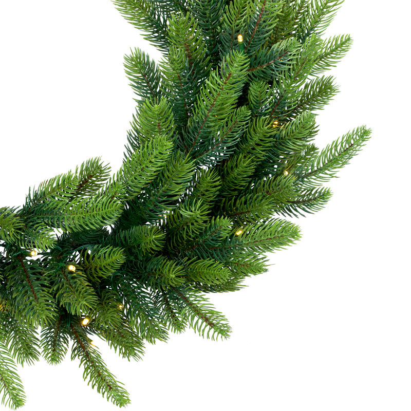 Real Touch B/O Pre-Lit Noble Fir Cedar Christmas Wreath - 24" - Warm White LED