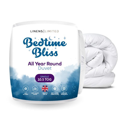 Linens Limited Bedtime Bliss Duvet, Made in the UK, All Year Round Quilt, Soft and Comfy, Hollowfibre, Machine Washable