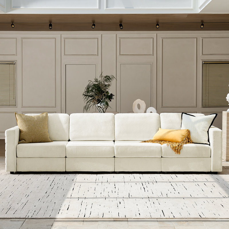 Canapé de rangement modulaire Jagger, 4, Beige, H 35,5 po x l 124,5 po x P 34,25 po