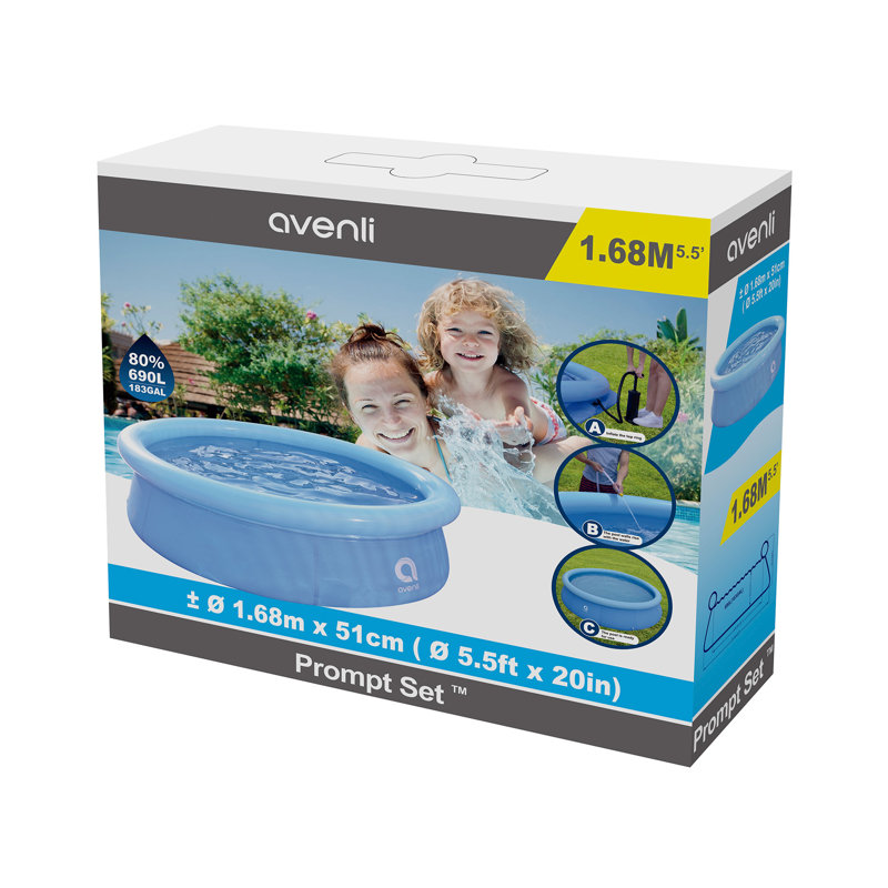 Plastic Round Inflatable Pool H x W x 13.7795'' L, 1.16' W x 14.4" H